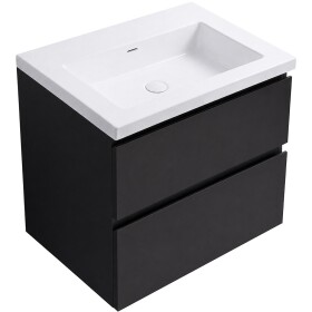 CERANO - Kúpeľňová skrinka Carole - čierna matná + umývadlo z lit. mramoru Ovo - biela lesklá - 50,5x53x46,5 CER-096414