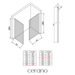 CERANO - Sprchová zástena Walk-in Crystal TL/P - 10 mm - bezvzperový systém - čierna matná, grafitové sklo - 160x120x200 CER-8050BD80745