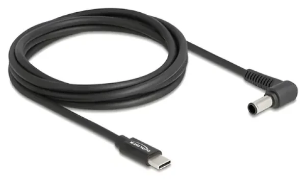 DeLock / Nabíjací kábel pre notebook / USB-C - Sony 6 x 4,3 mm / 1,5 m / 20 V / čierna (87981)