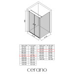 CERANO - Sprchovací kút Antelo L - Ľ/P - 6 mm - čierna matná, transparentné sklo - 96x50 - otočný CER-666562