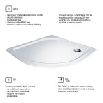 Mereo Štvrťkruhová sprchová vanička, 90x90x3 cm, R550, bez nožičiek, liaty mramor CV05M