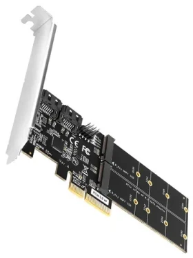 Axagon PCES-SA4M2, PCIe radič - 2x interný SATA 6G Port + 2x SATA M.2 slot, ASM1164, SP LP (PCES-SA4M2)