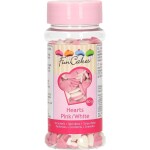 Cukrové srdíčka bílo růžová 60 g - FunCakes - FunCakes