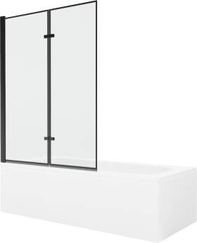 MEXEN/S - Vega obdĺžniková vaňa 180 x 80 cm s panelom + vaňová zástena 120, čierna vzor 550118080X9212027070