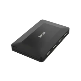 HAMA USB 2.0 húb čierna / USB hub / 4 porty / 480 Mbit / s / s napájacím adaptérom (00200122)