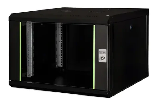 Digitus Unique čierna / Nástenný rack / 7U / 420x600x600 mm / sklenené dvere / IP20 (DN-19 07U-6/6-SW)