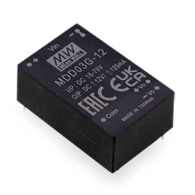 MEAN WELL MDD03G-12 DC / DC menič napätia, DPS 125 mA 3 W Počet výstupov: 2 x; MDD03G-12