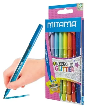 MITAMA 62509 / Fixy s trblietkami / 8 farieb / hrot 3 mm / trojhranné (62509)