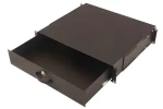 Digitus 19" uzamykateľný zásobník na dokumenty 2U čierna / Zásobník na dokumenty / nosnosť do 25 kg / oceľový plech (DN-19 KEY-2U-SW)