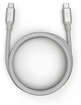 Adam Elements CASA C100+ strieborná / Kábel USB-C na USB-C / 100 W / USB 3.1 Gen 2 / 10 Gbit/s / 1 m (ACBADC100SL)