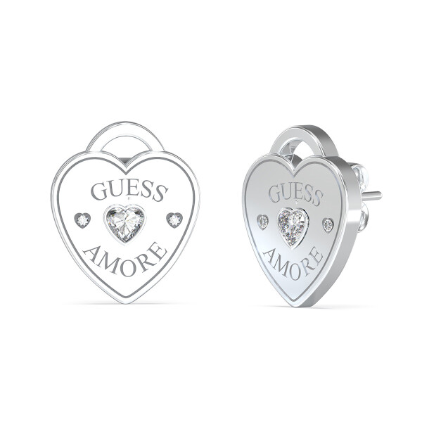 Guess Srdiečkové náušnice z ocele Guess Amore JUBE05058JWRHT/U