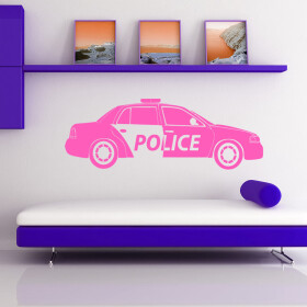 Veselá Stena Samolepka Policajné autíčko Farba: ružová, Veľkosť: 80 x 26 cm