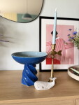 Bloomingville Riley Modrá keramická misa 24,5 cm - Bloomingville Kameninová misa na podstavci Riley