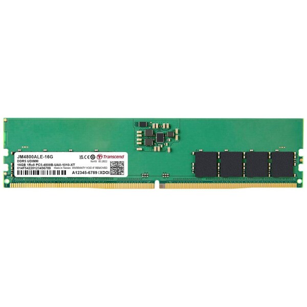 Transcend JM4800ALE-16G Modul RAM pre PC DDR5 16 GB 1 x 16 GB ECC 4800 MHz 288-pinový DIMM CL40 JM4800ALE-16G; JM4800ALE-16G