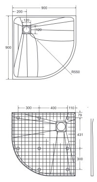 BESCO - Štvrťkruhová sprchová vanička VEXO - čierna VANKVEX90CTVRTB