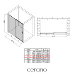 CERANO - Sprchové posuvné dvere Santoro Ľ/P - 8 mm - čierna matná, transparentné sklo - 130x195 CER-8050BD7261