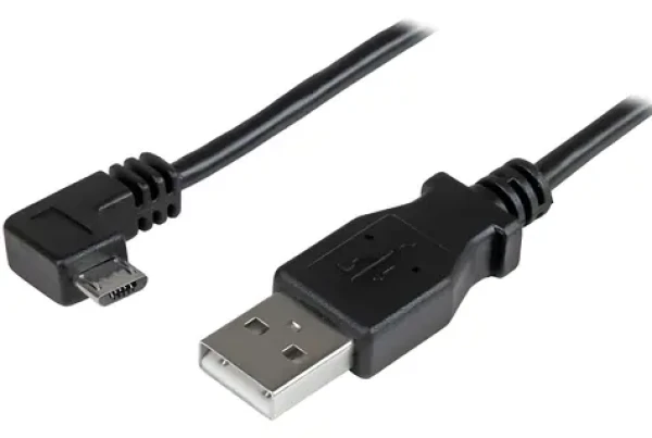 StarTech USB-A - Micro-USB A černá / Nabíjecí a datový kabel / Úhlový konektor / 0,5 m / 480 Mbps (USBAUB50CMRA)