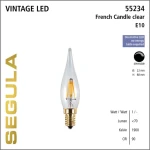 SEGULA LED French Candle 1,5W číra / Žiarovka / E10 / 60lm / 1900K / stmievateľná (55234)
