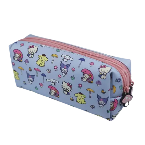 Bluesky Hello Kitty a priatelia Mushroom DPL6 / Školský peračník dvojposchodový / 2 zipsy / Textilný materiál (HK710899EPM)