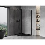 MEXEN/S - Mist Lsprchovací kút päťboký krídlový asymetrický 90 x 80, transparent, čierna 8A8L-090-080-70-00