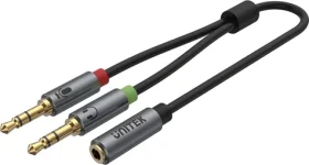 Unitek Y-C957ABK strieborná / Redukcia Jack 3,5mm - 2x Jack 3,5mm / 0,2m (Y-C957ABK)