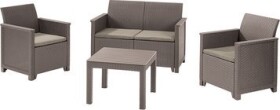 KETER EMMA 2 SEATER SOFA SET SMOOTH ARMS WITH CLASSIC TABLE cappuccino/piesková