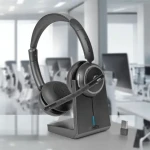Lindy L118 černá / Bezdrátový headset / Bluetooth 5.2 / dokovací stanice / 25 h výdrž (20450)