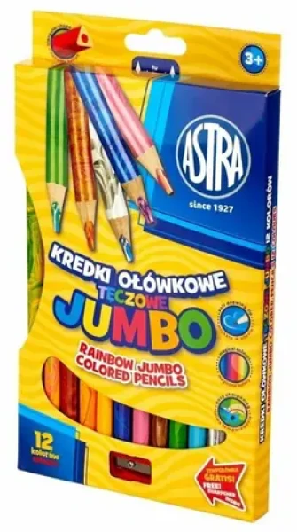 ASTRA Dúhové pastelky Jumbo 12ks s strúhadlom (127298)