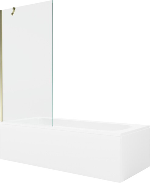 MEXEN/S - Vega obdĺžniková vaňa 180 x 80 cm s panelom + vaňová zástena 90, transparent, zlatá 550118080X9509000050