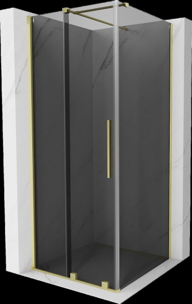 MEXEN/S - Velár sprchovací kút, posuvné dvere 120 x 120, grafit, zlato kartáčovaná 871-120-120-41-55
