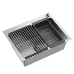 Quadron Quadron - Oceľový drez LUKE 110 WORKSTATION BRUSH NICKEL s kuchynskou batériou ZLE-09009