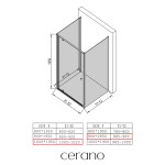 CERANO - Třístěnný sprchový kout Ferri U L/P - 6 mm - černá matná, transparentní sklo - 100x90x195 - pivotový CER-8050BD7852