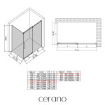 CERANO - Sprchovací kút Lantono - pravá - 8 mm - Soft-Close - čierna matná, mliečne sklo - 140x70 - posuvný CER-665473