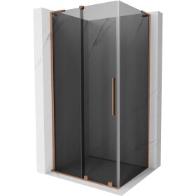 MEXEN/S - Velar L sprchovací kút, posuvné dvere 90 x 100, grafit, meď kartáčovaná 871-090-100-43-65