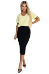 665-1 Dámska bavlnená blúzka s krátkym výstrihom do V - maslovo žltá UNI