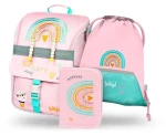 BAAGL SET 3 - Školský set Zippy Dúha ružový: aktovka / peračník / sáčok (A-34273)