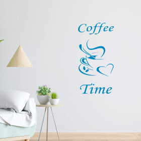 Veselá Stena Samolepka Coffee time Farba: modrá, Veľkosť: 60 x 30 cm