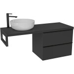 CERANO - Kúpeľňová skrinka Velora - čierna matná, úchytka čierna + doska pod umývadlo Navira Pro - 36 mm + konzola čierna - 160x56,6x46,5 CER-667958
