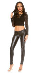 Sexy KouCla leather look pants with zips black