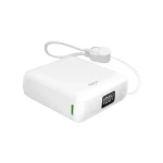 Puro 10000mAh biela / Powerbanka / 20 W PD / USB-C + USB-A / LED displej / vstavaný kábel USB-C