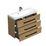 Kúpeľňová skrinka s čiernou úchytkou a umývadlom SAT Cube Way 100x71x40 cm dub Hickory mat CUBE2C1003DH CUBE2C1003DH
