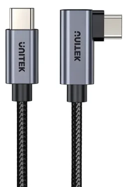 Unitek Kábel USB-C 90° / Kábel / USB-C (M) - USB-C (M) / 1 m / PD 100W (C14123BK-1M)