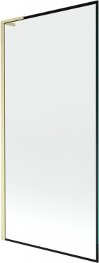 MEXEN/S - Next L vaňová zástena FIX 90 x 150, čierna vzor, zlatá kartáčovaná 895-090-000-03-70-55