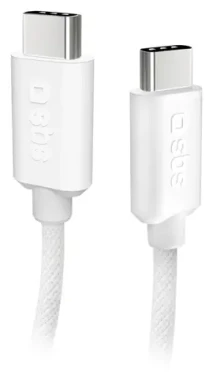 SBS USB-C - USB-C sivá / Kábel / opletený / 60 W Power Delivery / 1,5 m