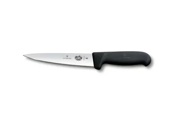 VICTORINOX Fibrox vykrvovací nôž čierny / 20 cm / hladká čepeľ / plastová rukoväť / sterilizovateľná do 150 °C (5.5603.20)
