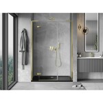 MEXEN/S - Mist-H L sprchové dvere krídlové ľavé 135, transparent, zlatá 8A5L-135-001-50-00-L