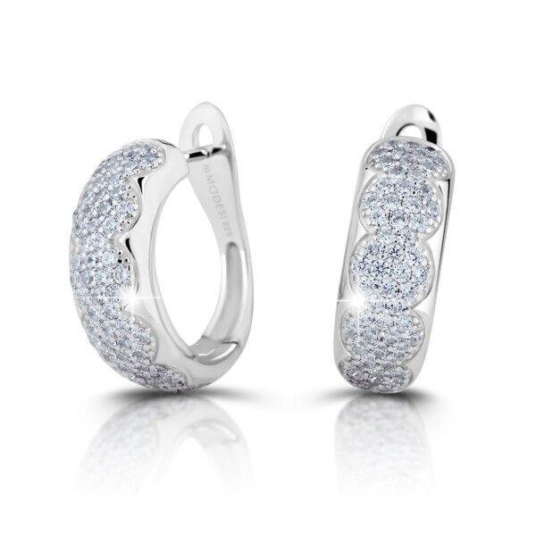 Modesi Blyštivé strieborné kruhové náušnice M01621