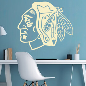 Veselá Stena Samolepka Hokejový tím Chicago Blackhawks Farba: béžová, Veľkosť: 80 x 69 cm
