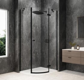 POLYSAN - GLOBE BLACK štvrťkruhová sprchová zástena 1000x900, číre sklo, pravé GB2190RB