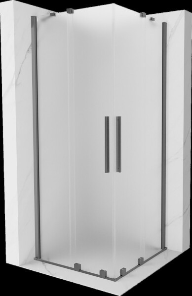 MEXEN/S - Velar Duo sprchovací kút, posuvné dvere 80 x 80, dekor, grafit metal 871-080-080-32-95